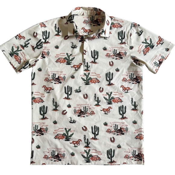 PUMA WHITE “WILD WEST” PRINT SHORT SLEEVE GOLF POLO SIZE SMALL - Picture 3 of 8